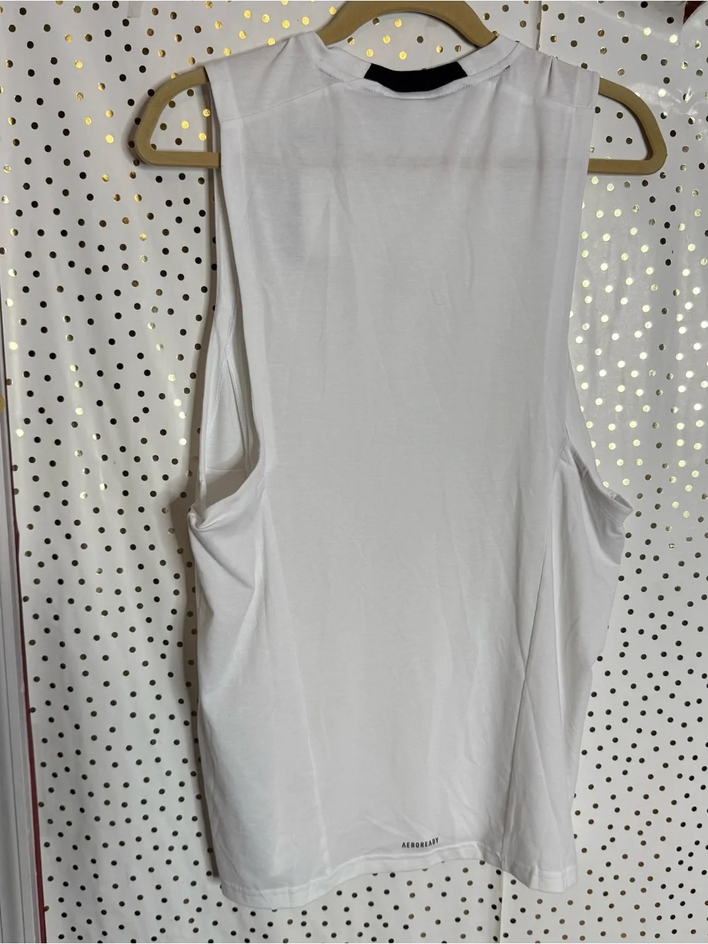 adidas White Sleeveless Workout Tank with Black Logo